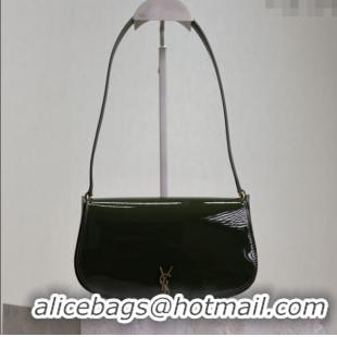 Super Quality Saint Laurent Mini Voltaire Half-Moon Shoulder Bag in Patent Leather 779642 Green 2025