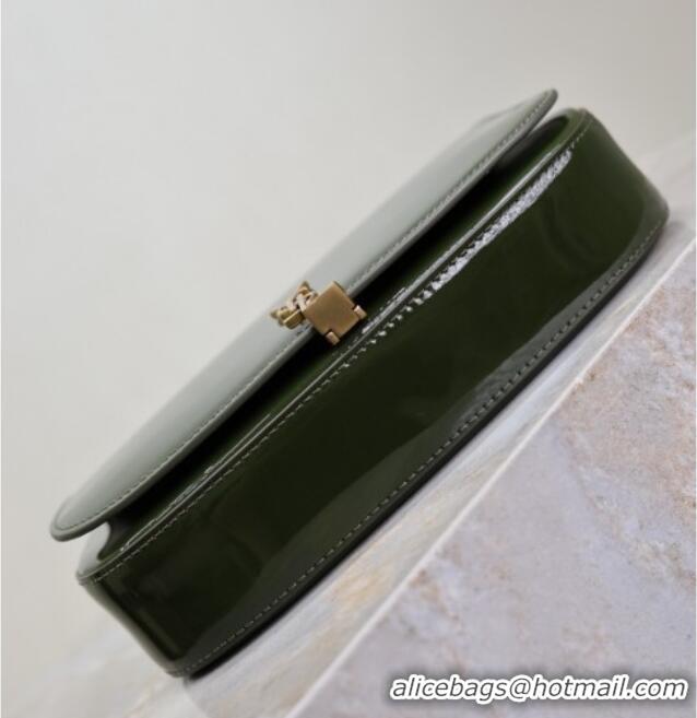 Super Quality Saint Laurent Mini Voltaire Half-Moon Shoulder Bag in Patent Leather 779642 Green 2025
