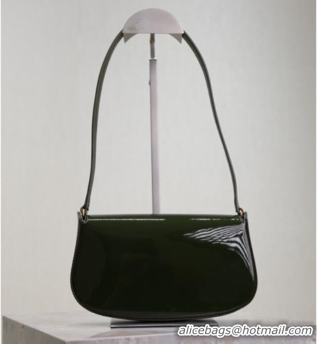 Super Quality Saint Laurent Mini Voltaire Half-Moon Shoulder Bag in Patent Leather 779642 Green 2025