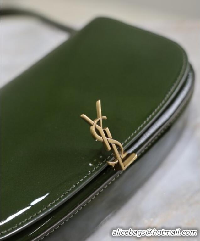 Super Quality Saint Laurent Mini Voltaire Half-Moon Shoulder Bag in Patent Leather 779642 Green 2025