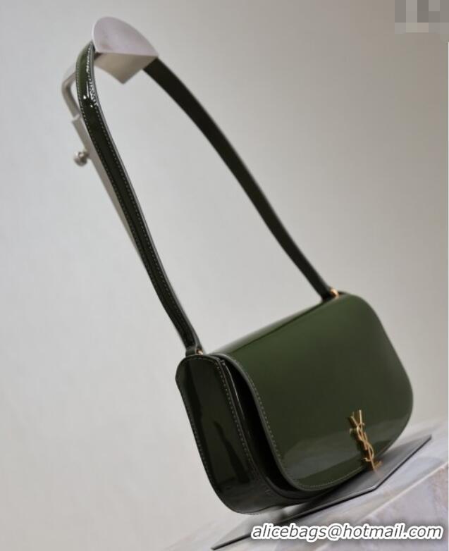 Super Quality Saint Laurent Mini Voltaire Half-Moon Shoulder Bag in Patent Leather 779642 Green 2025