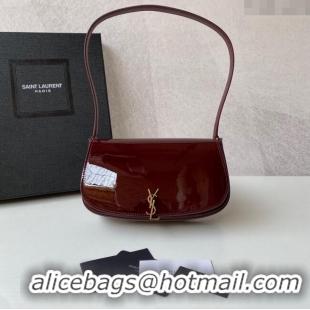 New Fashion Saint Laurent Mini Voltaire Half-Moon Shoulder Bag in Patent Leather 779642 Red 2025