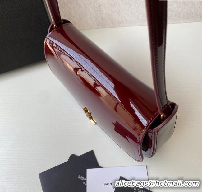 New Fashion Saint Laurent Mini Voltaire Half-Moon Shoulder Bag in Patent Leather 779642 Red 2025