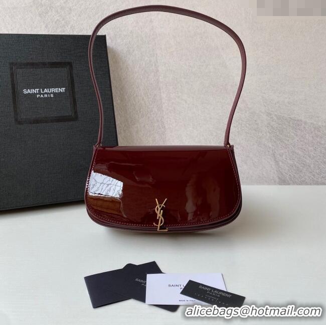 New Fashion Saint Laurent Mini Voltaire Half-Moon Shoulder Bag in Patent Leather 779642 Red 2025