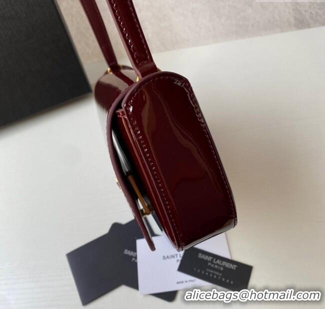 New Fashion Saint Laurent Mini Voltaire Half-Moon Shoulder Bag in Patent Leather 779642 Red 2025
