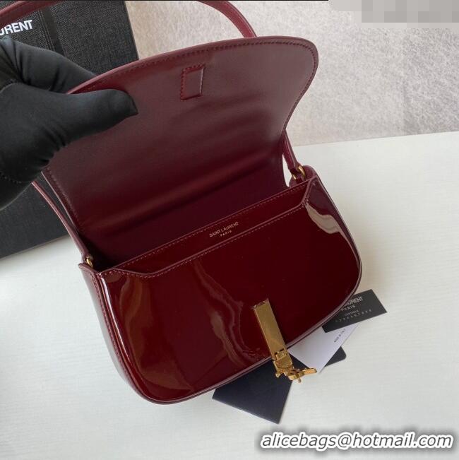 New Fashion Saint Laurent Mini Voltaire Half-Moon Shoulder Bag in Patent Leather 779642 Red 2025