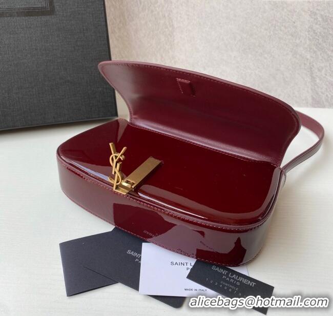 New Fashion Saint Laurent Mini Voltaire Half-Moon Shoulder Bag in Patent Leather 779642 Red 2025
