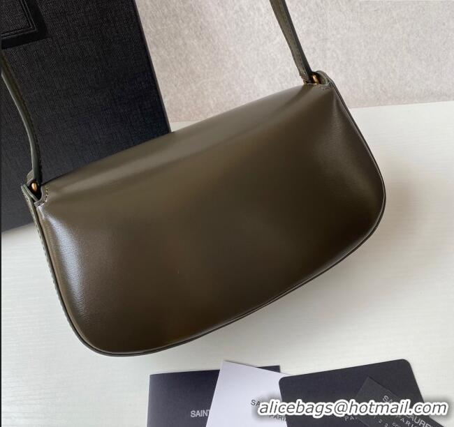 Best Price Saint Laurent Mini Voltaire Half-Moon Shoulder Bag in Box Leather 779642 Deep Musk 2025