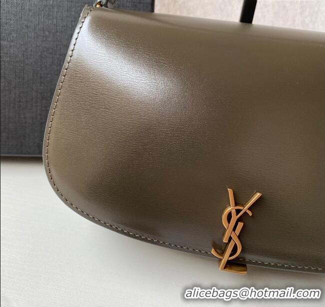 Best Price Saint Laurent Mini Voltaire Half-Moon Shoulder Bag in Box Leather 779642 Deep Musk 2025