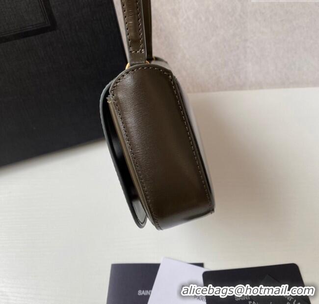 Best Price Saint Laurent Mini Voltaire Half-Moon Shoulder Bag in Box Leather 779642 Deep Musk 2025