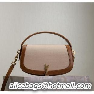 Best Price Saint Laurent Voltaire Bag in Box Leather Cotton Linen and Leather 7876710 Brown 2025