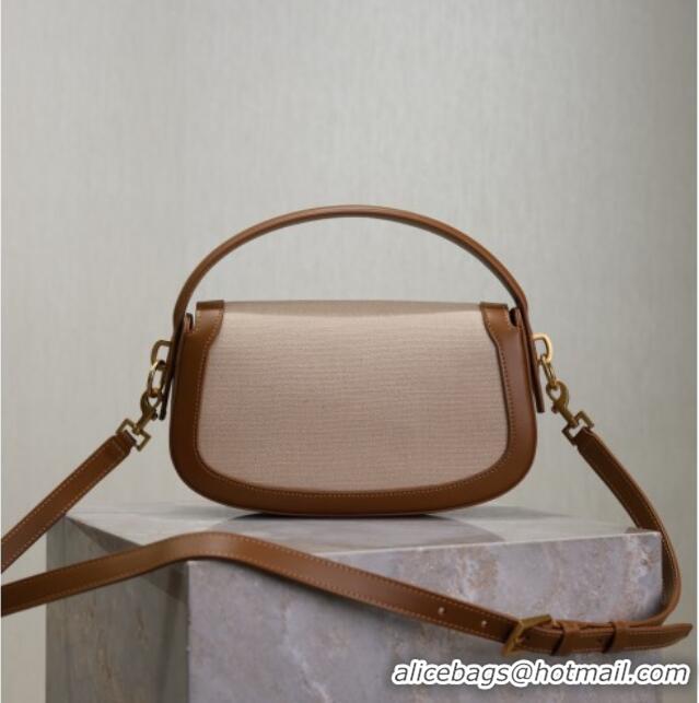 Best Price Saint Laurent Voltaire Bag in Box Leather Cotton Linen and Leather 7876710 Brown 2025