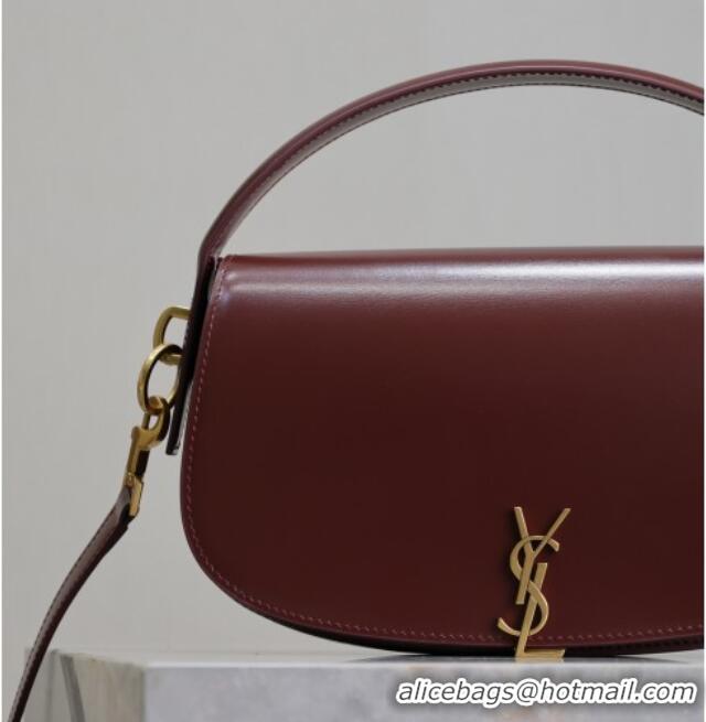 New Design Saint Laurent Voltaire Bag in Box Leather 7876710 Dark Burgundy 2025