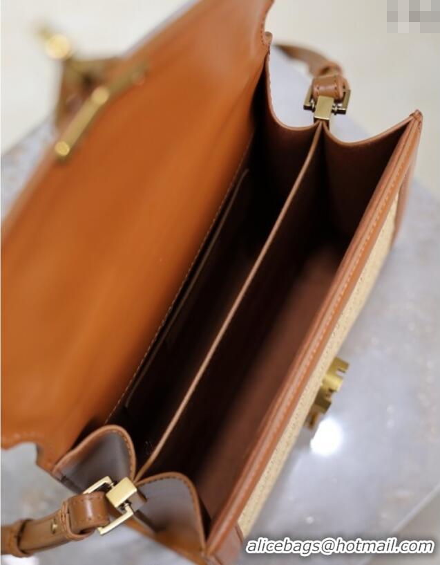 Best Product Saint Laurent Cassandre Mini Bag in Straw-Like and Leather 602716 Brown 2025