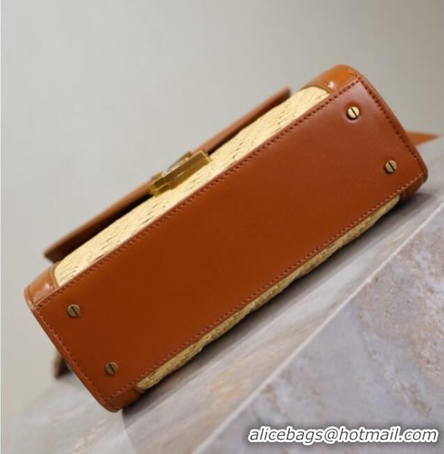 Best Product Saint Laurent Cassandre Mini Bag in Straw-Like and Leather 602716 Brown 2025