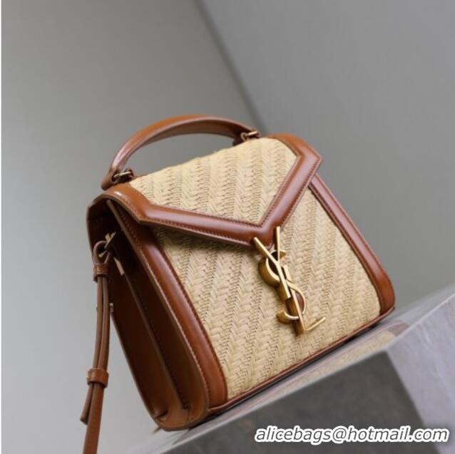 Best Product Saint Laurent Cassandre Mini Bag in Straw-Like and Leather 602716 Brown 2025