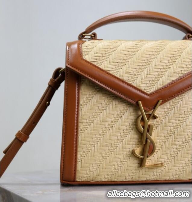 Best Product Saint Laurent Cassandre Mini Bag in Straw-Like and Leather 602716 Brown 2025