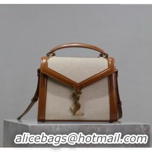 Cheap Design Saint Laurent Cassandre Mini Bag in Cotton Linen and Leather 602716 2025