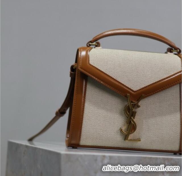 Cheap Design Saint Laurent Cassandre Mini Bag in Cotton Linen and Leather 602716 2025