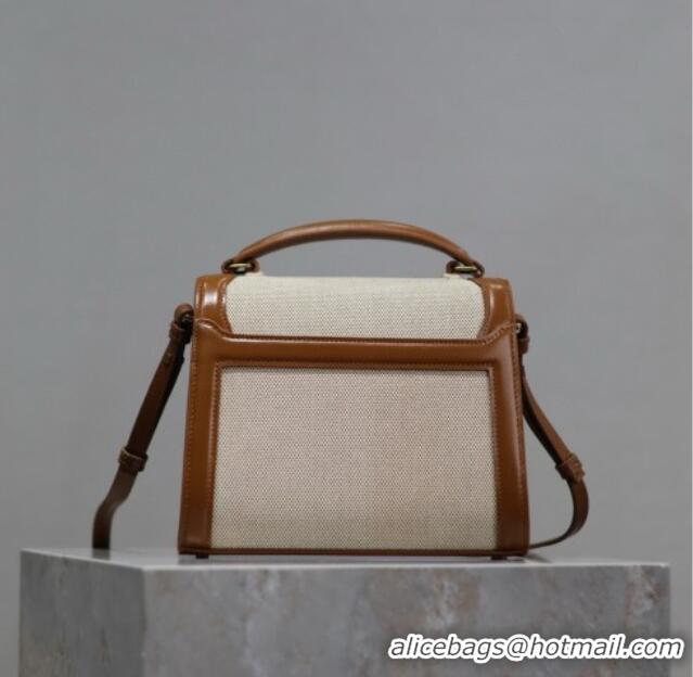 Cheap Design Saint Laurent Cassandre Mini Bag in Cotton Linen and Leather 602716 2025