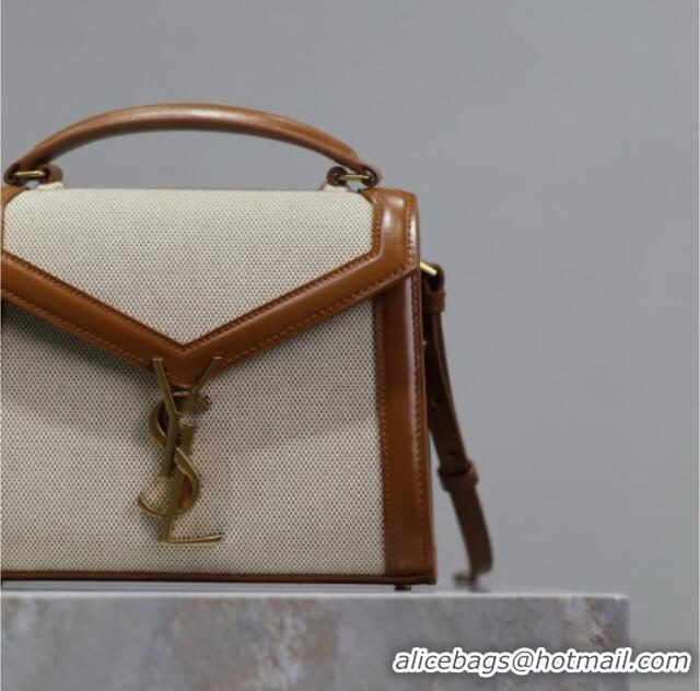 Cheap Design Saint Laurent Cassandre Mini Bag in Cotton Linen and Leather 602716 2025