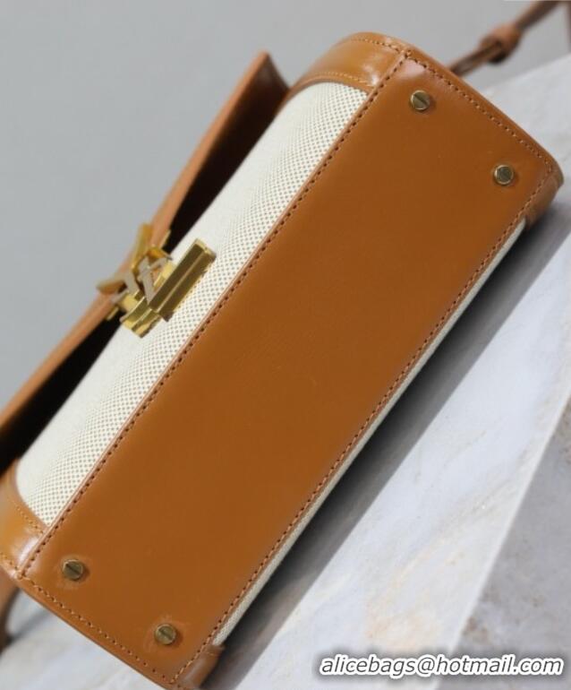 Cheap Design Saint Laurent Cassandre Mini Bag in Cotton Linen and Leather 602716 2025