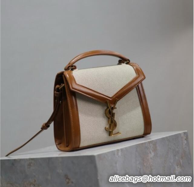 Cheap Design Saint Laurent Cassandre Mini Bag in Cotton Linen and Leather 602716 2025