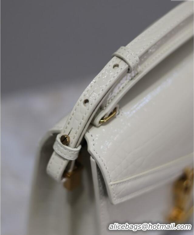 Popular Style Saint Laurent Cassandre Mini Bag in Crocodile Embossed Leather 602716 White 2025