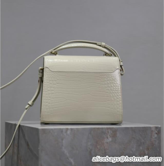 Popular Style Saint Laurent Cassandre Mini Bag in Crocodile Embossed Leather 602716 White 2025