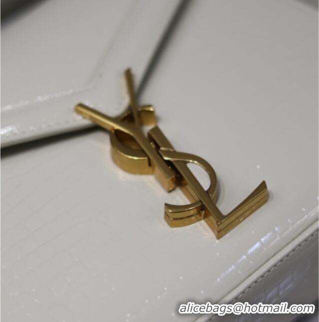 Popular Style Saint Laurent Cassandre Mini Bag in Crocodile Embossed Leather 602716 White 2025