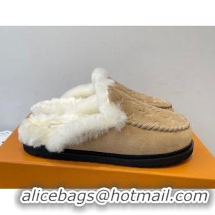 Sumptuous Louis Vuitton Colorado Closed Mules in Wool and Suede Beige 1AITH8 1219092