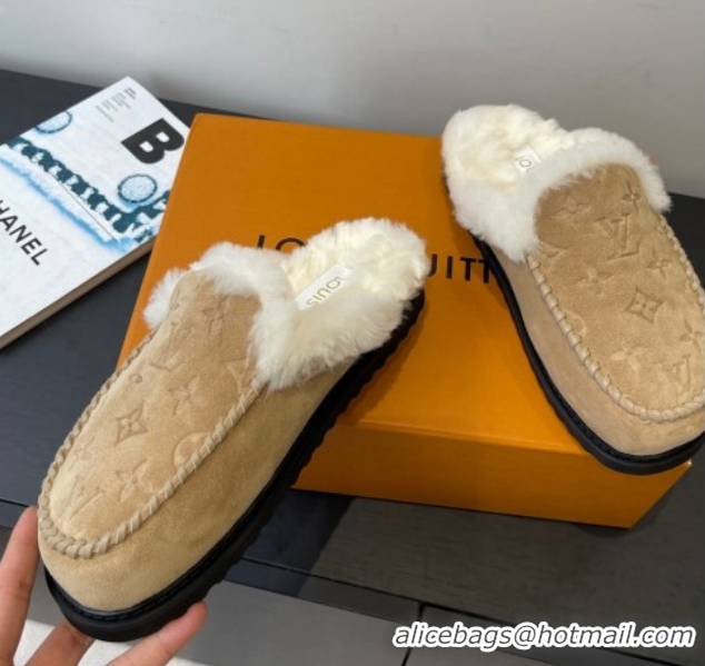 Sumptuous Louis Vuitton Colorado Closed Mules in Wool and Suede Beige 1AITH8 1219092