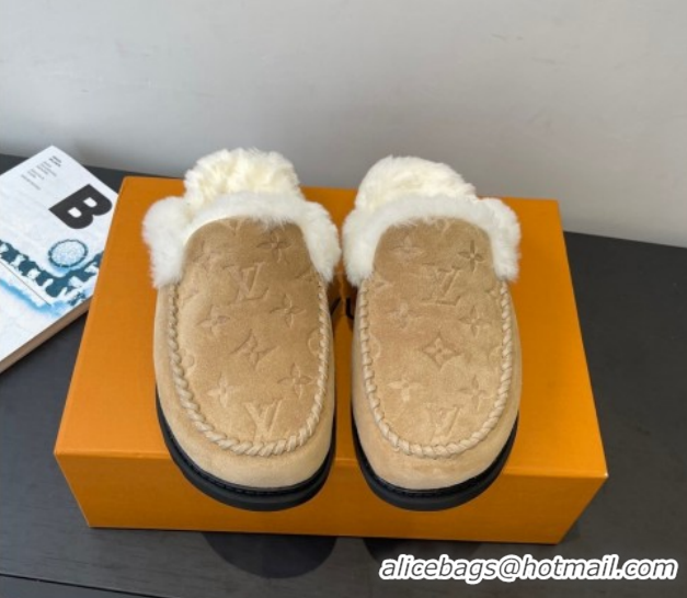 Sumptuous Louis Vuitton Colorado Closed Mules in Wool and Suede Beige 1AITH8 1219092