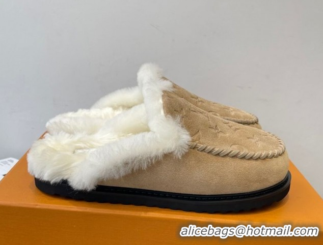Sumptuous Louis Vuitton Colorado Closed Mules in Wool and Suede Beige 1AITH8 1219092