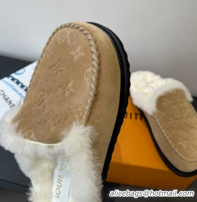 Sumptuous Louis Vuitton Colorado Closed Mules in Wool and Suede Beige 1AITH8 1219092