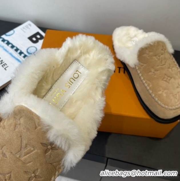 Sumptuous Louis Vuitton Colorado Closed Mules in Wool and Suede Beige 1AITH8 1219092