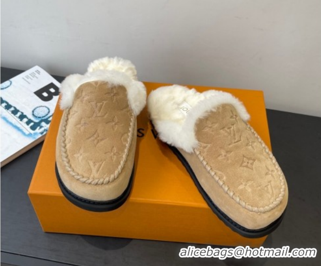 Sumptuous Louis Vuitton Colorado Closed Mules in Wool and Suede Beige 1AITH8 1219092
