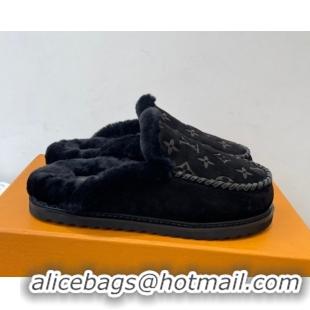 Durable Louis Vuitton Colorado Closed Mules in Wool and Suede Black 1AITH8 1219093