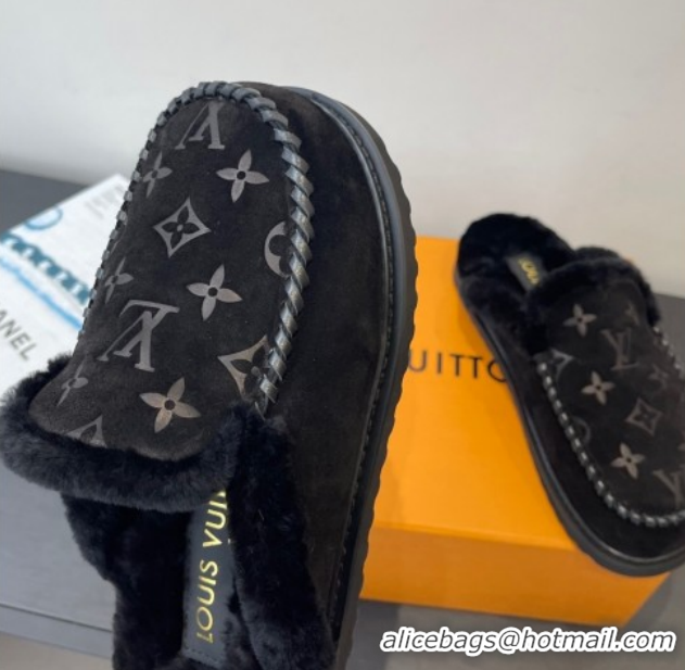 Durable Louis Vuitton Colorado Closed Mules in Wool and Suede Black 1AITH8 1219093