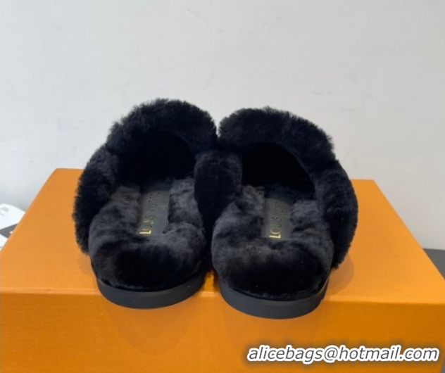Durable Louis Vuitton Colorado Closed Mules in Wool and Suede Black 1AITH8 1219093