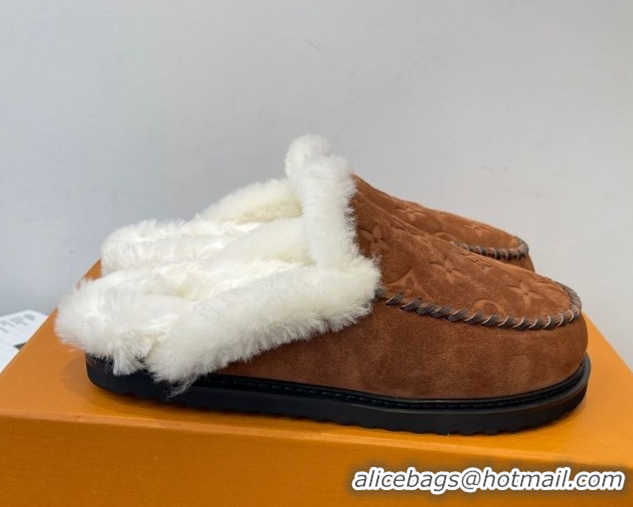 Hot Style Louis Vuitton Colorado Closed Mules in Wool and Suede Brown 1AITH8 1219094