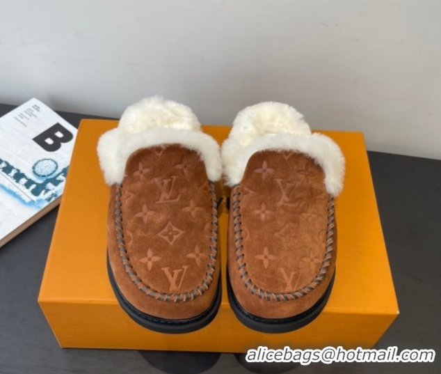 Hot Style Louis Vuitton Colorado Closed Mules in Wool and Suede Brown 1AITH8 1219094