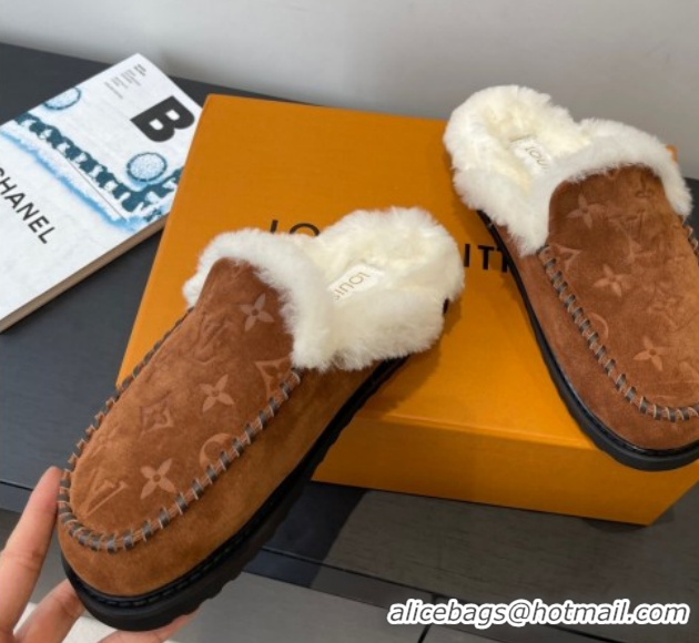 Hot Style Louis Vuitton Colorado Closed Mules in Wool and Suede Brown 1AITH8 1219094