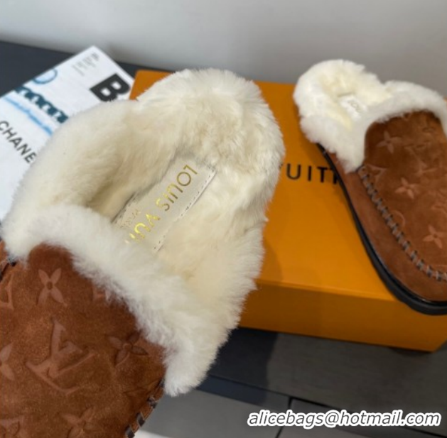 Hot Style Louis Vuitton Colorado Closed Mules in Wool and Suede Brown 1AITH8 1219094
