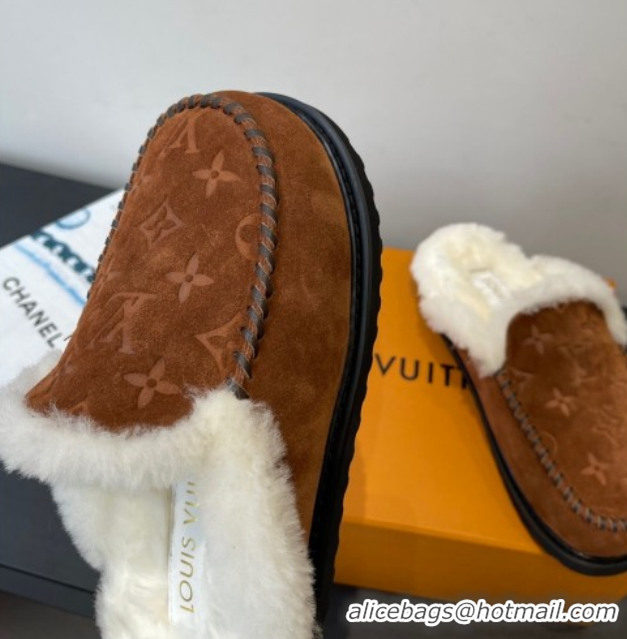 Hot Style Louis Vuitton Colorado Closed Mules in Wool and Suede Brown 1AITH8 1219094
