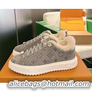 Sophisticated Louis Vuitton Time Out Sneakers in Monogram Suede Grey 1AIDIC 1219096