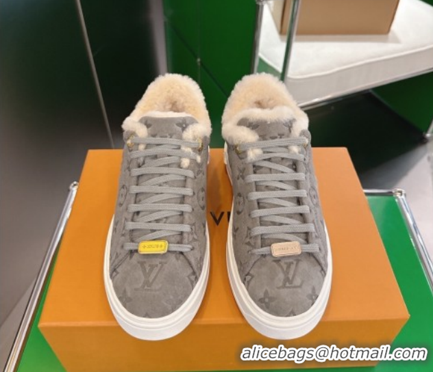 Sophisticated Louis Vuitton Time Out Sneakers in Monogram Suede Grey 1AIDIC 1219096