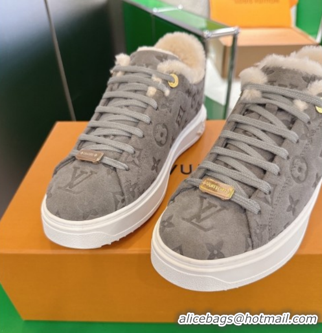 Sophisticated Louis Vuitton Time Out Sneakers in Monogram Suede Grey 1AIDIC 1219096