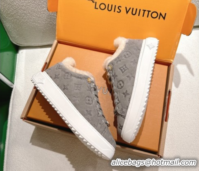 Sophisticated Louis Vuitton Time Out Sneakers in Monogram Suede Grey 1AIDIC 1219096