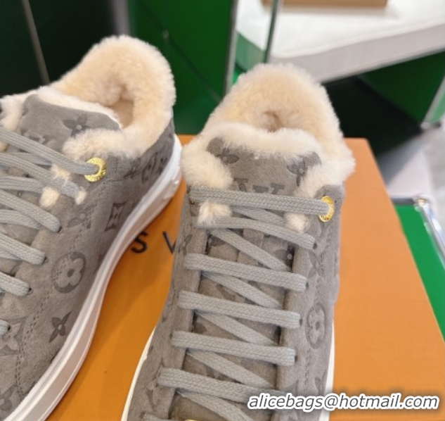 Sophisticated Louis Vuitton Time Out Sneakers in Monogram Suede Grey 1AIDIC 1219096